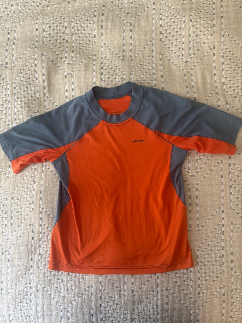 Patagonia Kids Orange & Gray Short Sleeve Rashguard